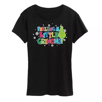 Женская футболка с рисунком Dr. Seuss Little Grinch A Little Grinchy Licensed Character, черный