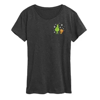 Женская футболка с рисунком Dr. Seuss Little Grinch Max Snow Licensed Character, цвет Charcoal Heather