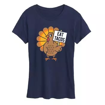 Женская футболка с рисунком Eat Tacos Turkey Licensed Character, темно-синий