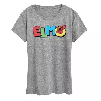 Женская футболка с рисунком Elmo «Улица Сезам» Licensed Character, цвет Heather Gray