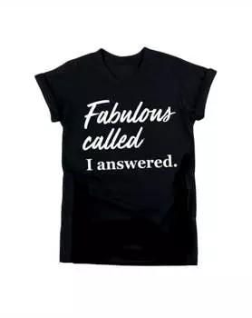 Женская футболка с рисунком Fabulous Called Graphic Tee Shirt черного цвета She Shed