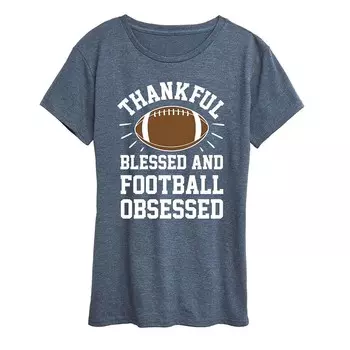 Женская футболка с рисунком Football Obsessed Licensed Character, цвет Heather Blue