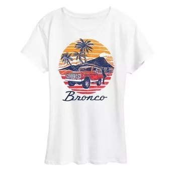 Женская футболка с рисунком Ford Bronco Sunset Licensed Character, белый