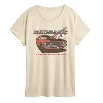 Женская футболка с рисунком Ford Mustang American Thoroughbred Licensed Character, бежевый