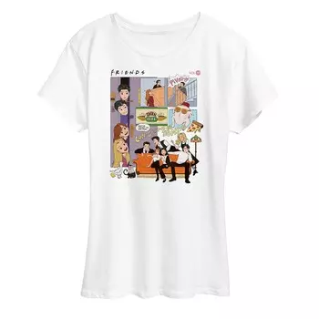 Женская футболка с рисунком Friends 30th Grid Licensed Character, белый