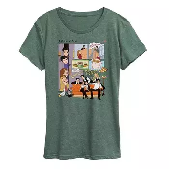 Женская футболка с рисунком Friends 30th Grid Licensed Character, цвет Heather Green