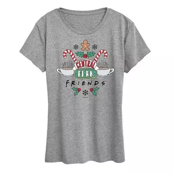 Женская футболка с рисунком Friends Holiday Central Perk Licensed Character, цвет Heather Grey
