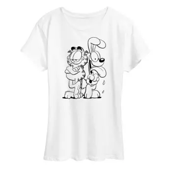 Женская футболка с рисунком Garfield And Odie Licensed Character, белый