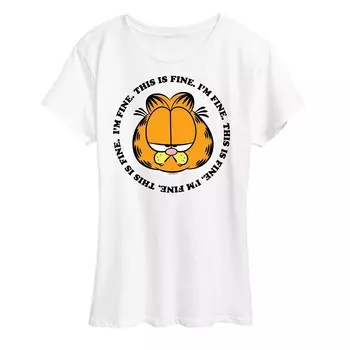 Женская футболка с рисунком Garfield I’m Fine This Is Fine Licensed Character, белый