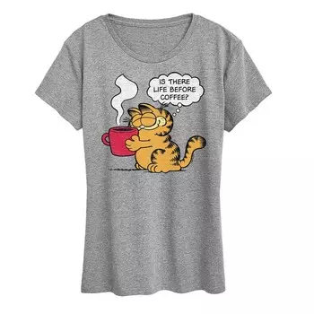 Женская футболка с рисунком Garfield Life Before Coffee Licensed Character, цвет Heather Gray