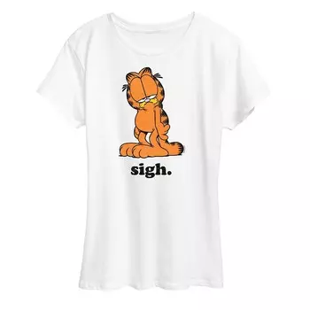 Женская футболка с рисунком Garfield Sigh Licensed Character, белый