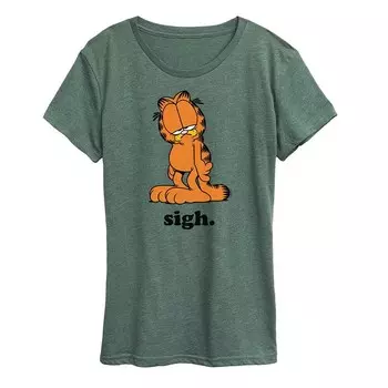 Женская футболка с рисунком Garfield Sigh Licensed Character, цвет Heather Green