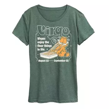 Женская футболка с рисунком Garfield Virgo Licensed Character, цвет Heather Green