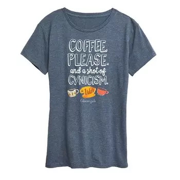 Женская футболка с рисунком Gilmore Girls Coffee Cynicism Licensed Character, цвет Heather Blue