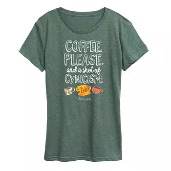 Женская футболка с рисунком Gilmore Girls Coffee Cynicism Licensed Character, цвет Heather Green