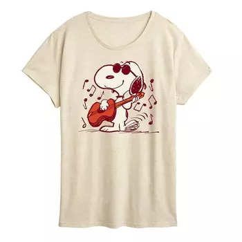 Женская футболка с рисунком гитары Peanuts Snoopy Joe Cool Licensed Character, бежевый