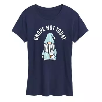 Женская футболка с рисунком Gnope Not Today Sleepy Gnome Licensed Character, темно-синий