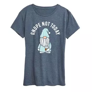 Женская футболка с рисунком Gnope Not Today Sleepy Gnome Licensed Character, цвет Heather Blue