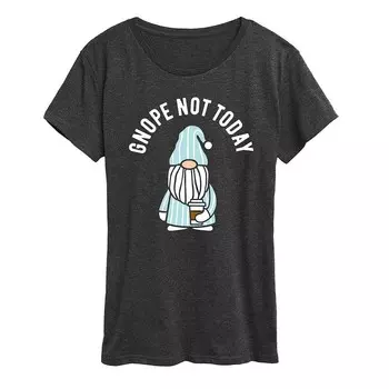 Женская футболка с рисунком Gnope Not Today Sleepy Gnome Licensed Character, цвет Heather Charcoal