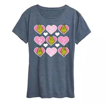 Женская футболка с рисунком Grinch Broken Heart Grinch Licensed Character, цвет Heather Blue