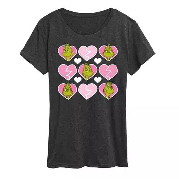 Женская футболка с рисунком Grinch Broken Heart Grinch Licensed Character, цвет Heather Charcoal