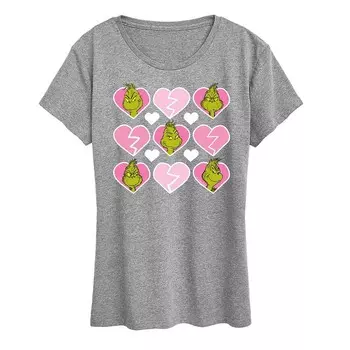 Женская футболка с рисунком Grinch Broken Heart Grinch Licensed Character, цвет Heather Gray