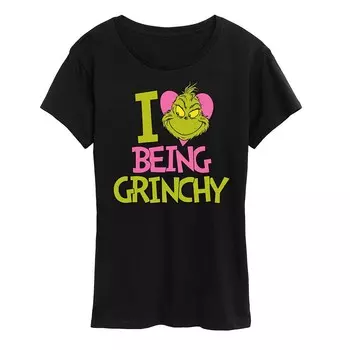 Женская футболка с рисунком Grinch I Love Being Grinchy Licensed Character, черный