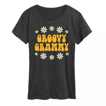 Женская футболка с рисунком Groovy Grammy Licensed Character, цвет Heather Charcoal