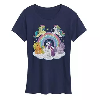 Женская футболка с рисунком группы персонажей My Little Pony Licensed Character, темно-синий