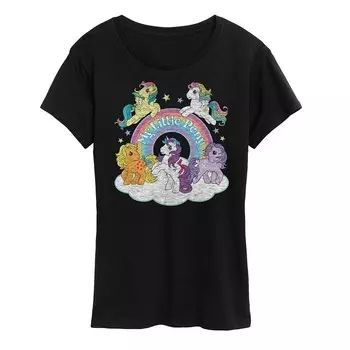 Женская футболка с рисунком группы персонажей My Little Pony Licensed Character, черный