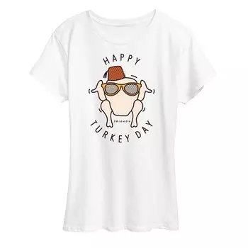 Женская футболка с рисунком Happy Turkey Day Licensed Character, белый