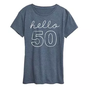 Женская футболка с рисунком Hello 50 Licensed Character, цвет Heather Blue