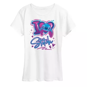 Женская футболка с рисунком I Love Stitch Disney's Lilo & Stitch Licensed Character, белый