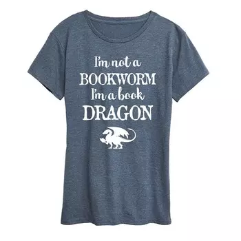 Женская футболка с рисунком I’m A Book Dragon Licensed Character, цвет Heather Blue