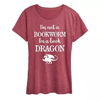 Женская футболка с рисунком I’m A Book Dragon Licensed Character, цвет Heather Red