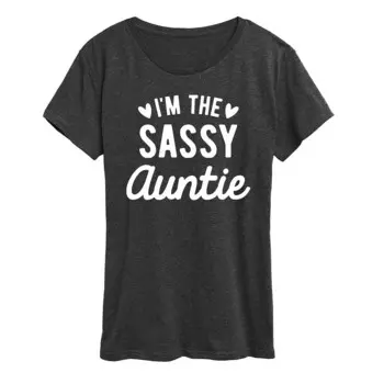 Женская футболка с рисунком I'm The Sassy Auntie Licensed Character, цвет Heather Charcoal