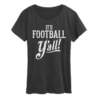 Женская футболка с рисунком It's Football Y'all Licensed Character, цвет Heather Charcoal