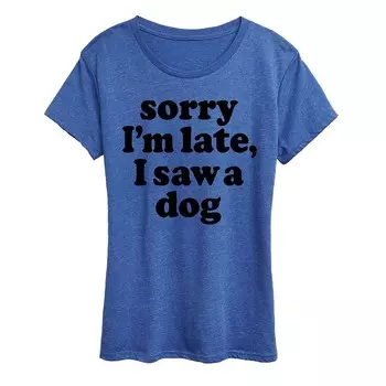 Женская футболка с рисунком «Извини, я поздно увидел собаку» Licensed Character, цвет Heather Royal Blue