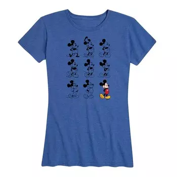 Женская футболка с рисунком «Эволюция» Disney's Mickey Mouse, цвет Heather Royal Blue