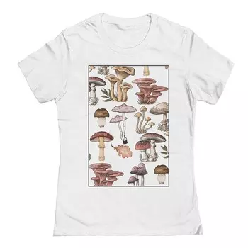Женская футболка с рисунком Junior's Shrooms в рамке Licensed Character, белый