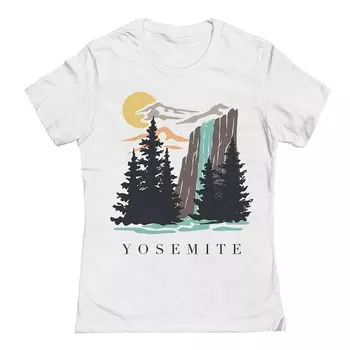Женская футболка с рисунком Junior's Yosemite Waterfall 1 Licensed Character, белый