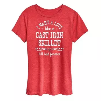 Женская футболка с рисунком Love Like A Cast Iron Skillet Licensed Character, цвет Heather Red