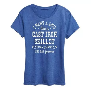 Женская футболка с рисунком Love Like A Cast Iron Skillet Licensed Character, цвет Heather Royal Blue