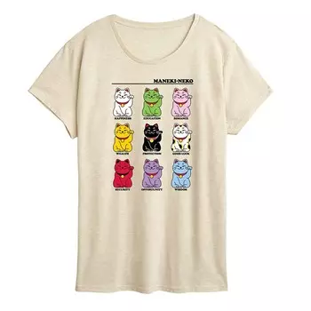 Женская футболка с рисунком Lucky Cat Grid Licensed Character, бежевый