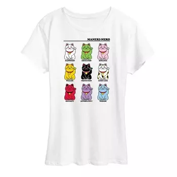 Женская футболка с рисунком Lucky Cat Grid Licensed Character, белый
