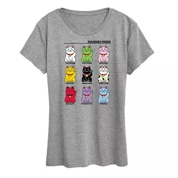 Женская футболка с рисунком Lucky Cat Grid Licensed Character, цвет Heather Gray