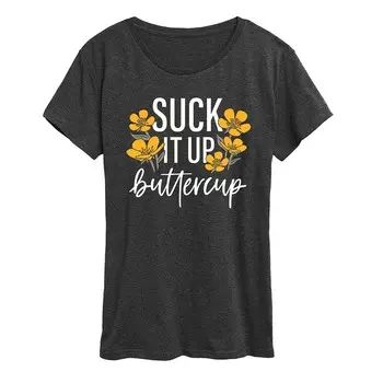 Женская футболка с рисунком лютика Suck It Up Licensed Character, цвет Heather Charcoal