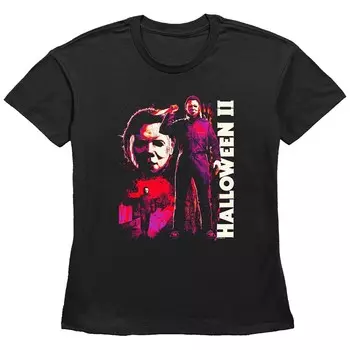 Женская футболка с рисунком Michael Myers Halloween II Licensed Character, черный