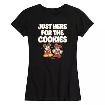 Женская футболка с рисунком Микки и Минни Маус Disney's Just Here For The Cookies Licensed Character, черный