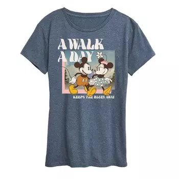 Женская футболка с рисунком Микки и Минни Маус Disney's A Walk A Day, цвет Heather Blue